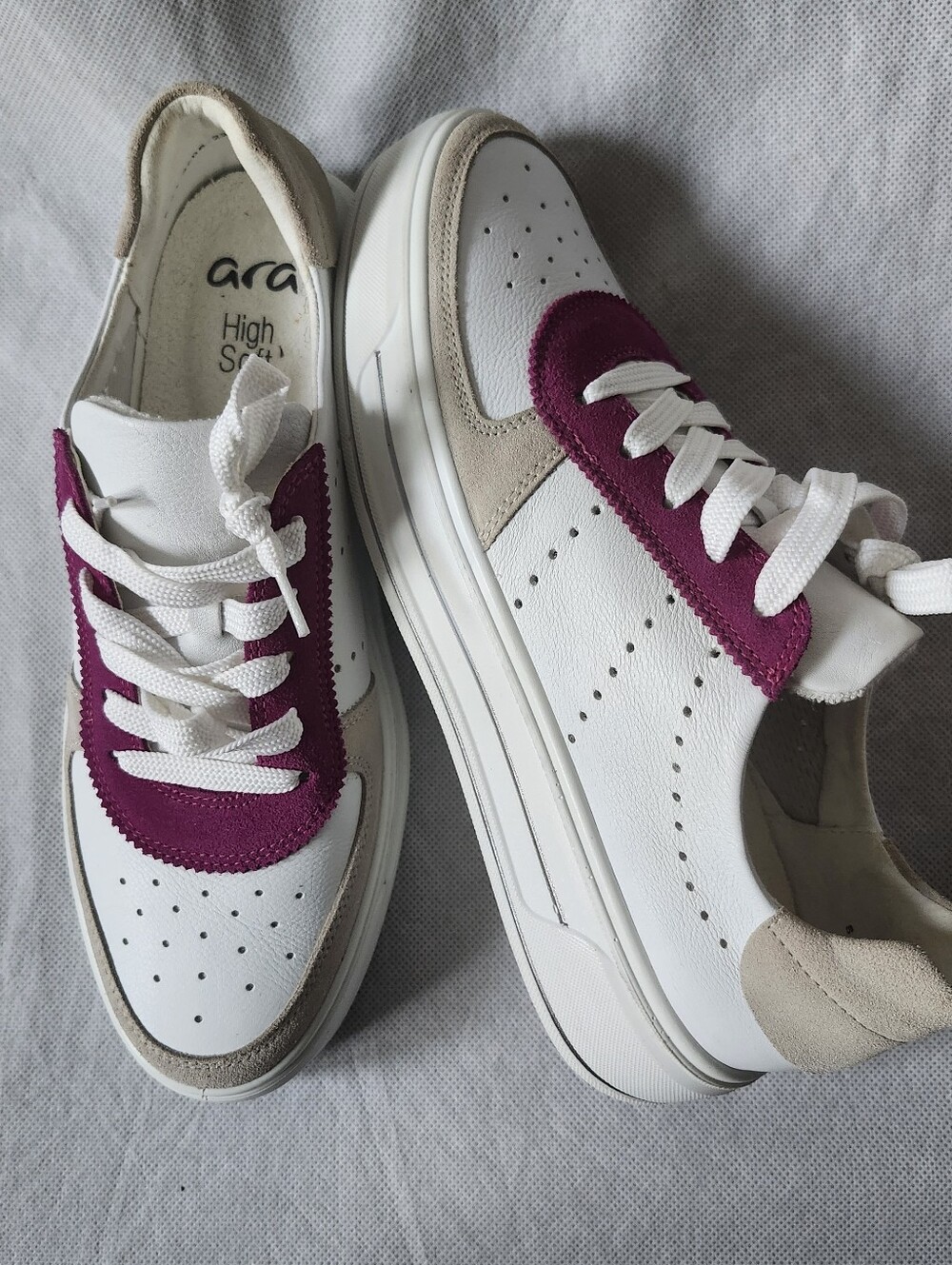Ara High Soft Calgari Platfoam Sneaker In Pink Size 6